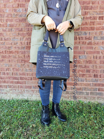 Studio Backpack PDF Sewing Pattern front view made by Maggie Mafiol 