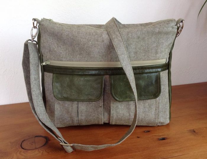Sydney Crossbody sewing pattern grey fabric