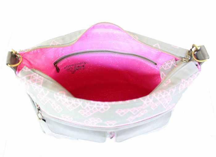 Sydney Crossbody sewing pattern pink interior fabric