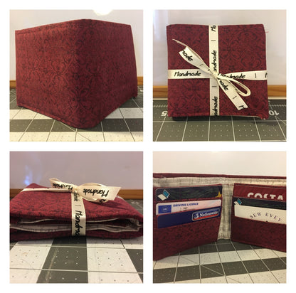 The gentlemans wallet sewing pattern with handmade ribbon