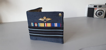 Sewing pattern by Mrs H The Gentlemans Wallet, Military theme fabric