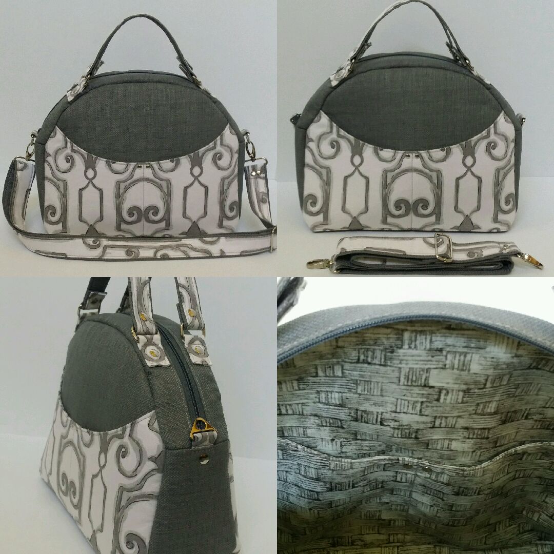 The Bowler Bag PDF Sewing Pattern black and white fabric 
