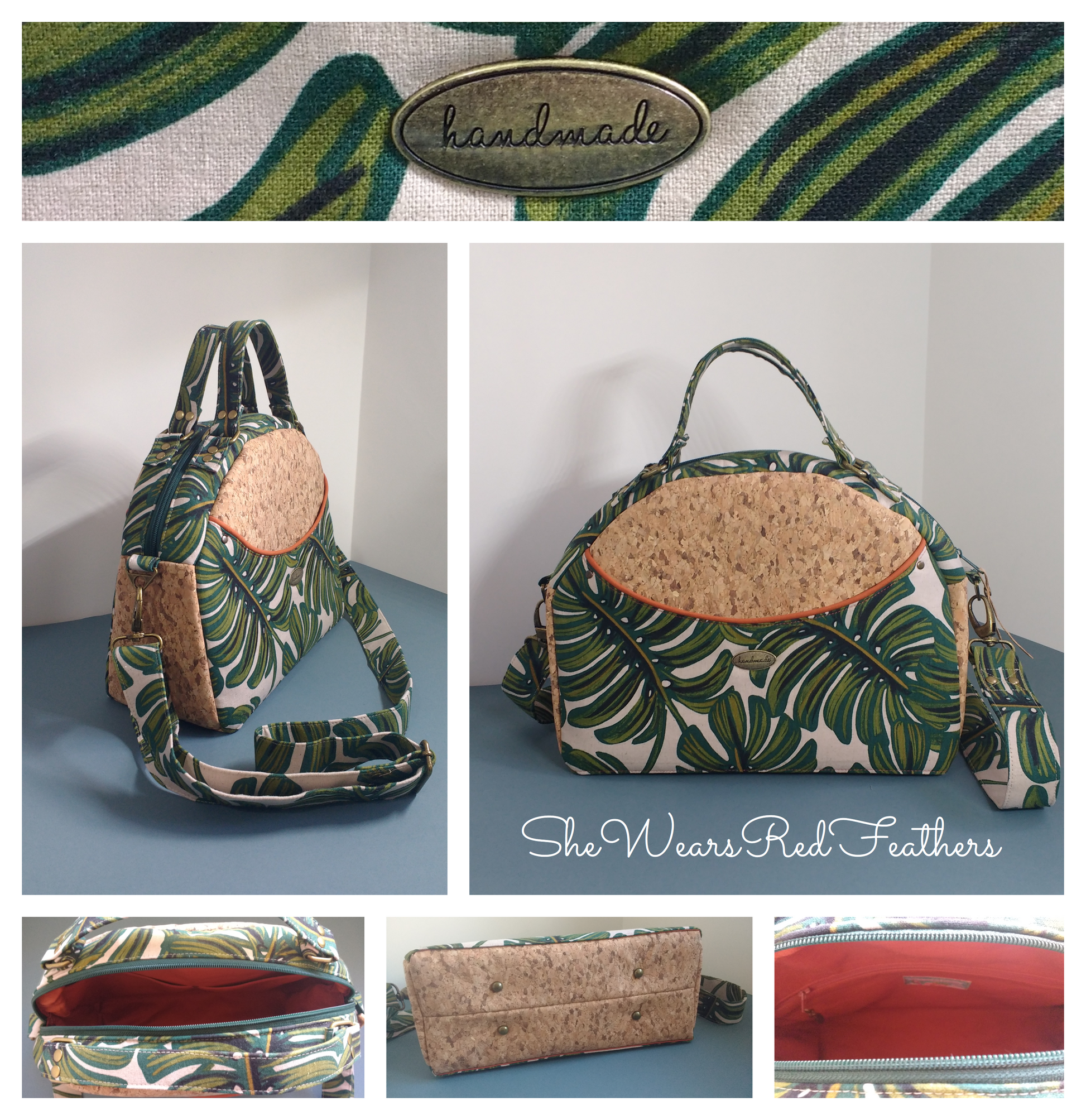 The Bowler Bag PDF Sewing Pattern leaf pattern fabric 