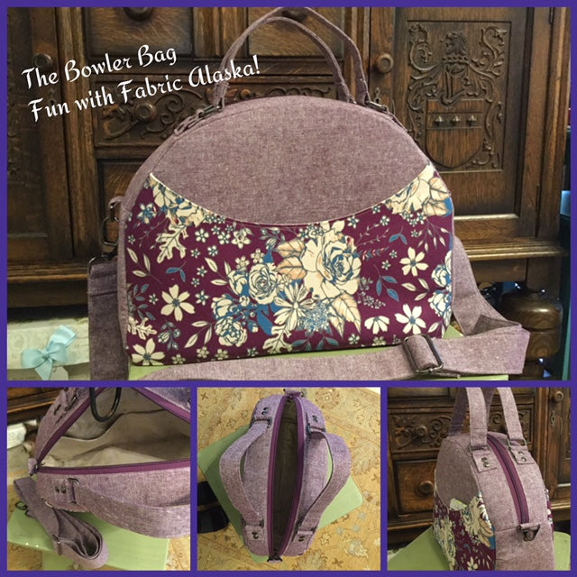 The Bowler Bag PDF Sewing Pattern purple floral pattern 