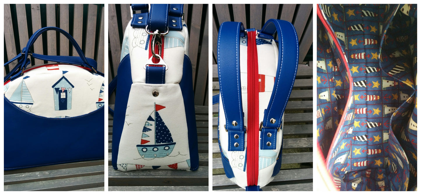 The Bowler Bag PDF Sewing Pattern nautical fabric 