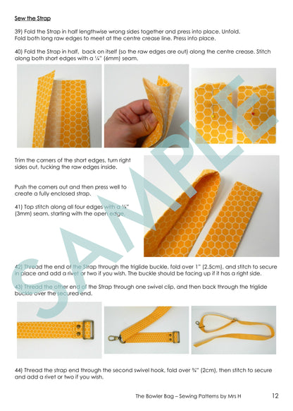 The Bowler Bag PDF Sewing Pattern sample page