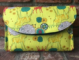 The Captivating Clutch PDF Sewing Pattern yellow floral fabric 