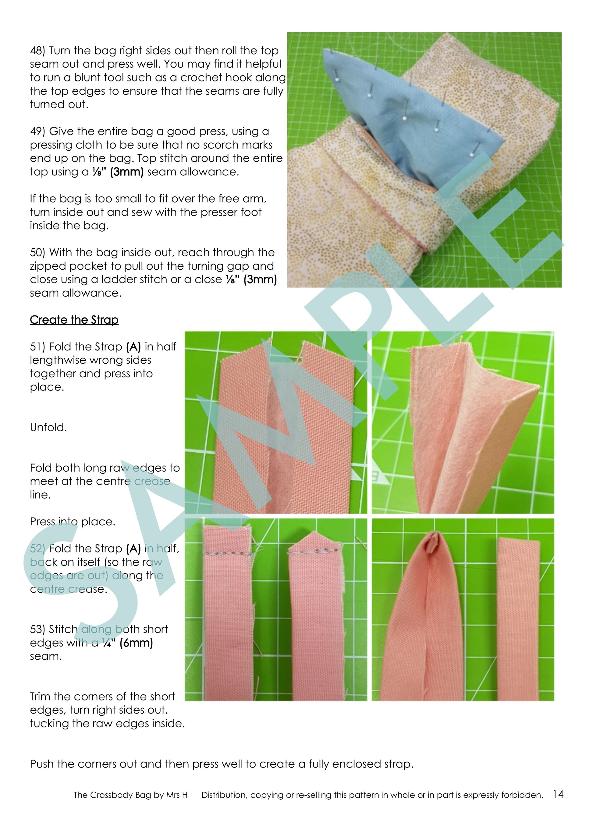 The Crossbody Bag PDF Sewing Pattern sample page 