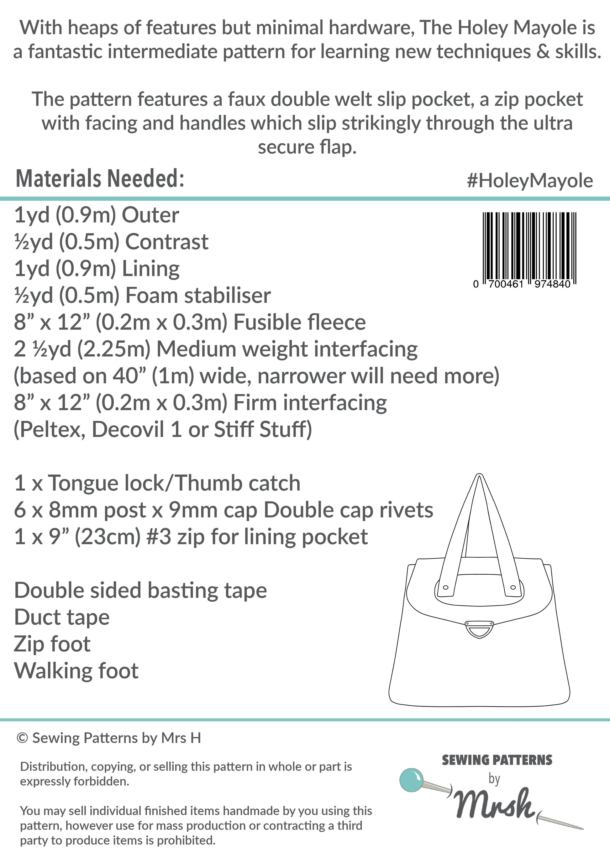 The Holey Mayole PDF Sewing Pattern back cover 