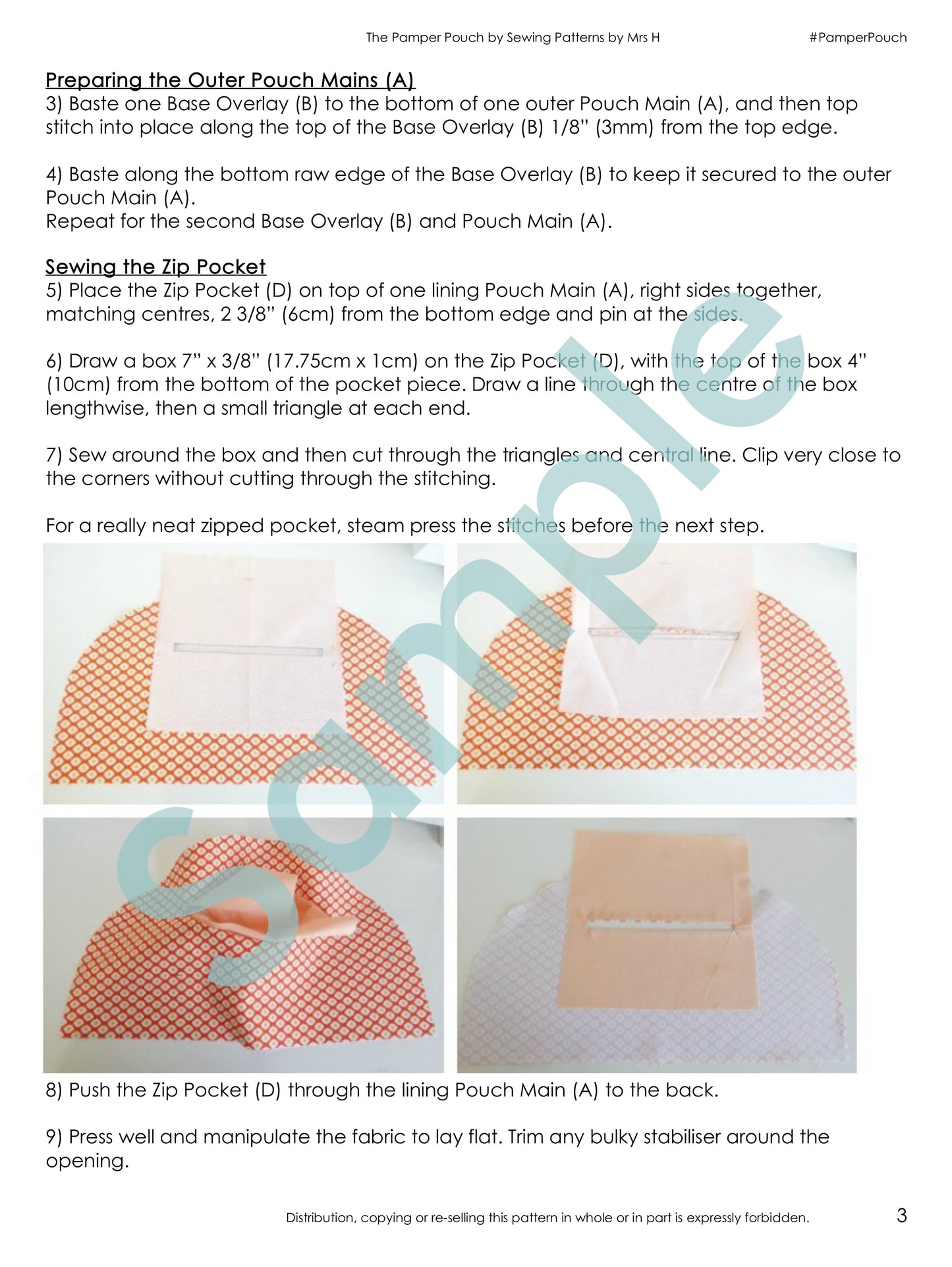 Pampering Bag Sample Page - The Pampering Pouch sewing pattern by Mrs H