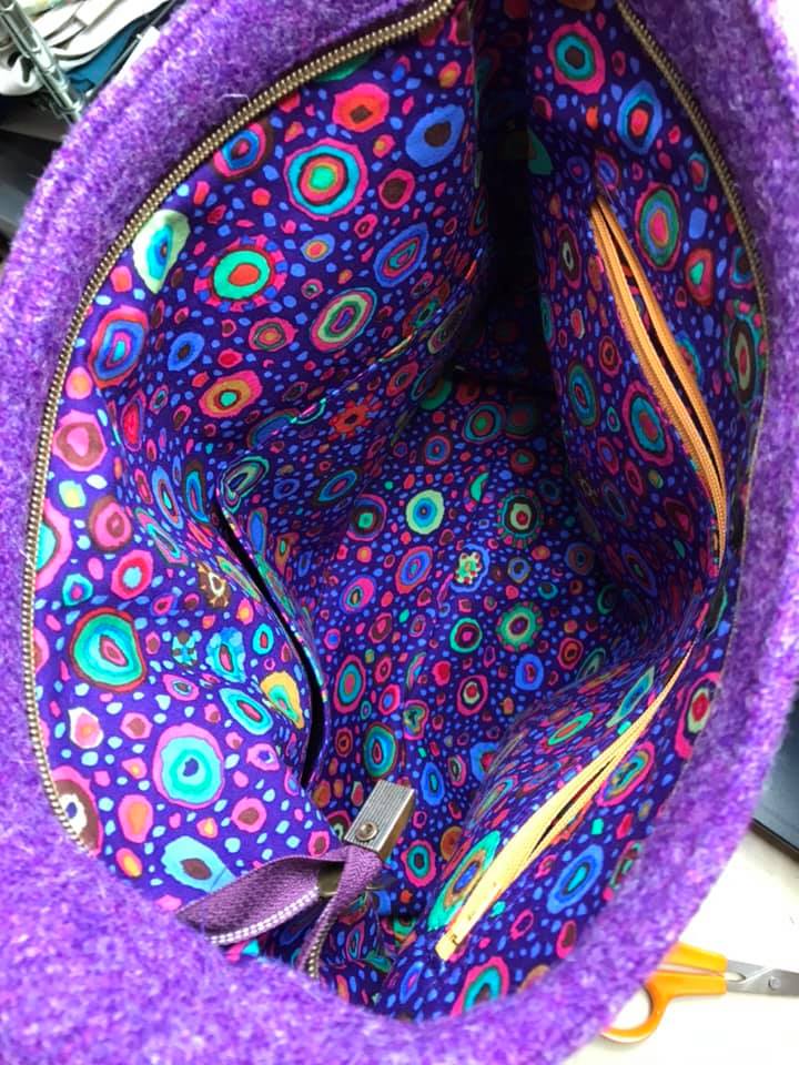 The Ring Sling PDF Sewing Pattern purple fabric interior 