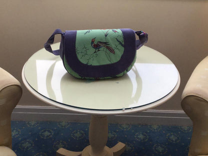 The Sassy Saddlebag PDF Sewing Pattern bird print fabric 