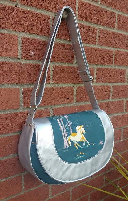 The Sassy Saddlebag PDF Sewing Pattern unicorn front of bag 