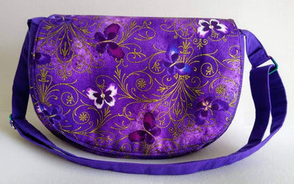 The Sassy Saddlebag PDF Sewing Pattern purple butterfly fabric 