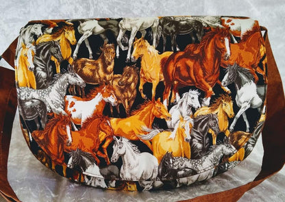 The Sassy Saddlebag PDF Sewing Pattern Horse print fabric 