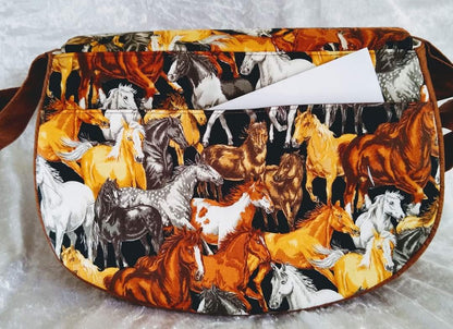 The Sassy Saddlebag PDF Sewing Pattern horse print back view 