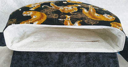 The Sassy Saddlebag PDF Sewing Pattern tiger print fabric interior 