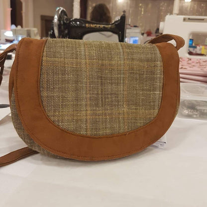 The Sassy Saddlebag PDF Sewing Pattern tweed fabric 