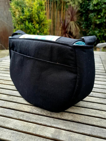The Sassy Saddlebag PDF Sewing Pattern black fabric back panel 