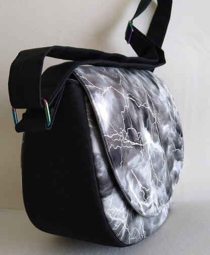 The Sassy Saddlebag PDF Sewing Pattern storm cloud fabric 