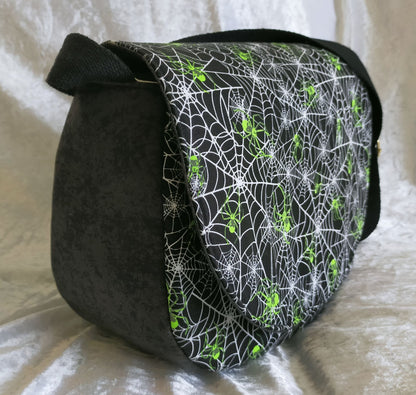 The Sassy Saddlebag PDF Sewing Pattern cobweb fabric side view 