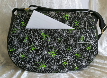 The Sassy Saddlebag PDF Sewing Pattern cobweb fabric back view 