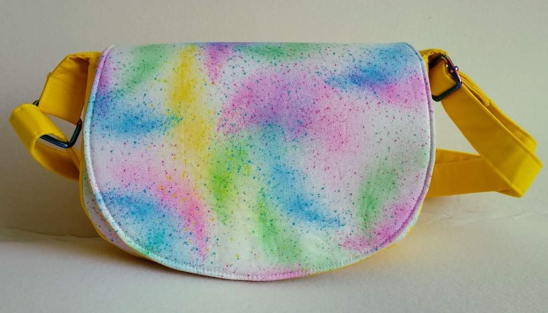 The Sassy Saddlebag PDF Sewing Pattern rainbow pattern fabric 