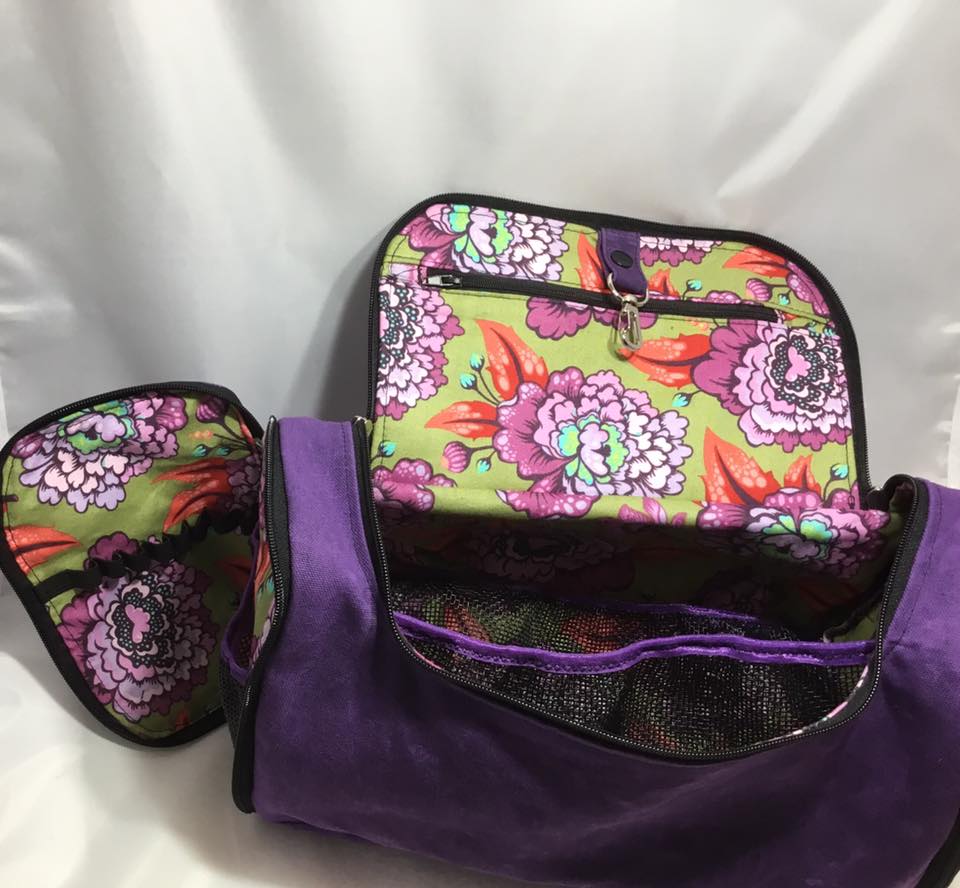 The Toiletry Tote PDF Sewing Pattern floral interior 