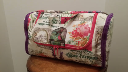 The Toiletry Tote PDF Sewing Pattern Vintage floral fabric