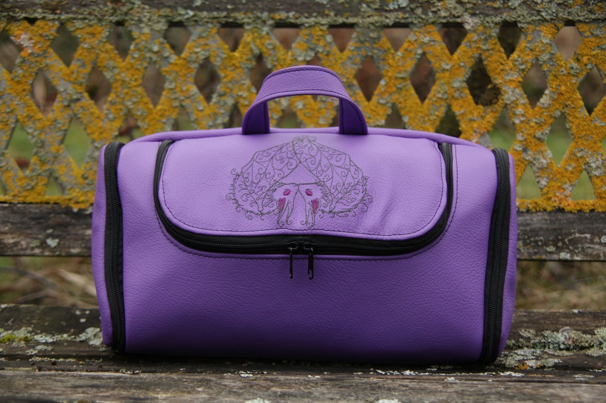 The Toiletry Tote PDF Sewing Pattern Purple fabric