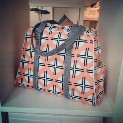 Vivian Handbag & Traveler sewing pattern  pink fabric