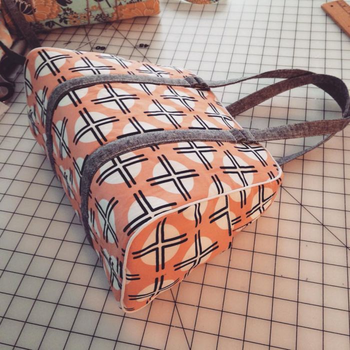 Vivian Handbag & Traveler sewing pattern  side view with handle