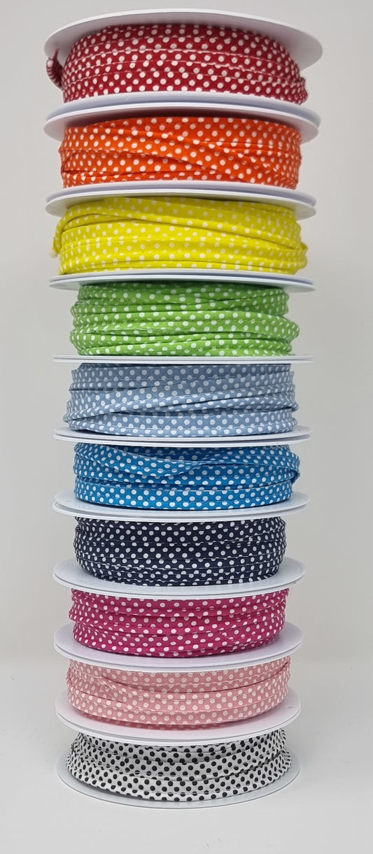 Polka dot piping - 10mm flange - 25m roll