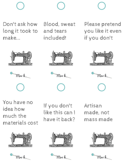 Alternative Gift Tags for sewing - a free download by Mrs H